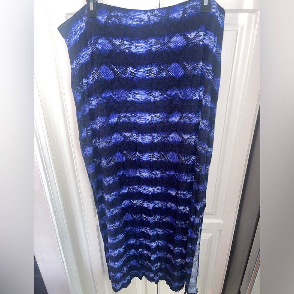 Michael Michael Kors Maxi Skirt Azure Blue Snakeskin Print‎ Stretch Plus Sz 3X